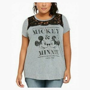 DISNEY TORRID MICKEY & MINNIE LACE INSET TOP